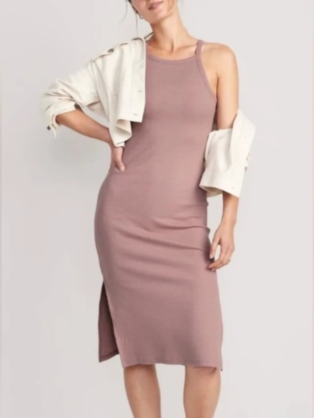 Old Navy Sleeveless Rib-Knit Midi Dress | Pink Salt | NWT | XXL